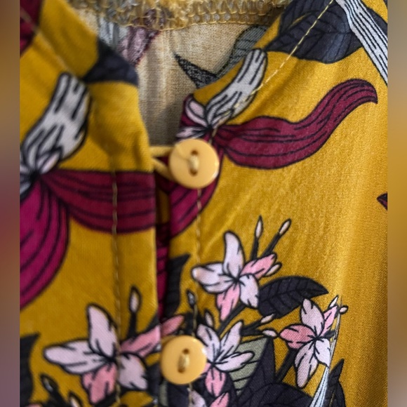 M • NOLLBY | Large | Goldenrod Full Floral Dress | 17” pit to pit - Picture 3 of 13